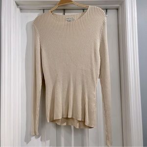 Ann Taylor Cream Ribbed Sweater